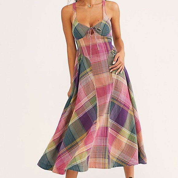 Free People Dresses & Skirts - FREE PEOPLE All Tied Up Midi Plaid Dress